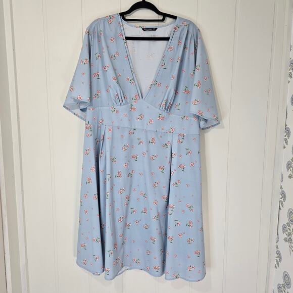 Bloomchic Blue Floral Dress Cottagecore Boho - Picture 1 of 10